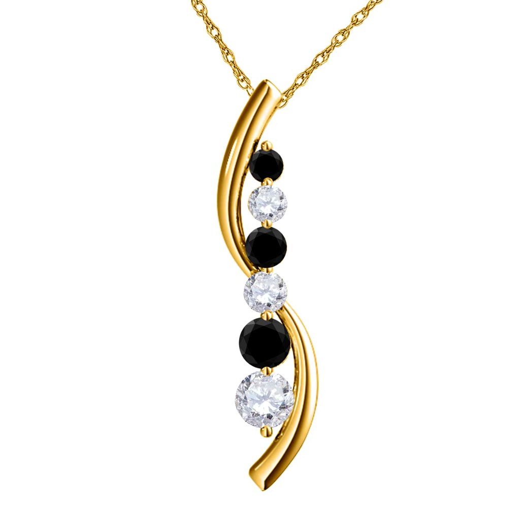 1 Cttw Natural White-Black Diamond Journey Pendant